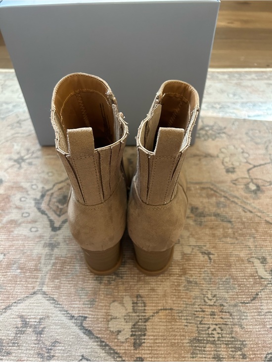 Shoes - Suede Ankle Boots in Light Brown - Women's Chelsea Style